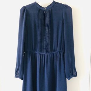 Navy Zara dress with pleating on front